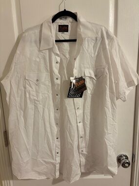 Men's White Short-Sleeve Western Shirt